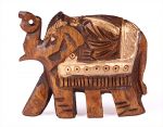 dřevěný magnet - slon tmavý, zdobený
