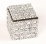krabička mini - stříbrná s kamínky 4x4 cm